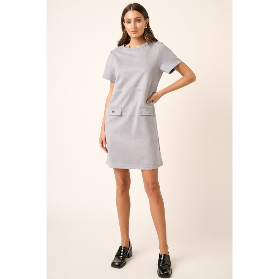 Mittoshop Suede Short Sleeve Mini Dress Apparel and Accessories