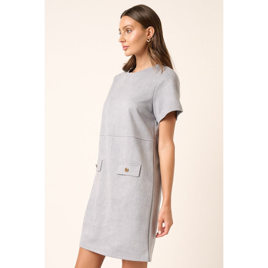 Mittoshop Suede Short Sleeve Mini Dress Apparel and Accessories