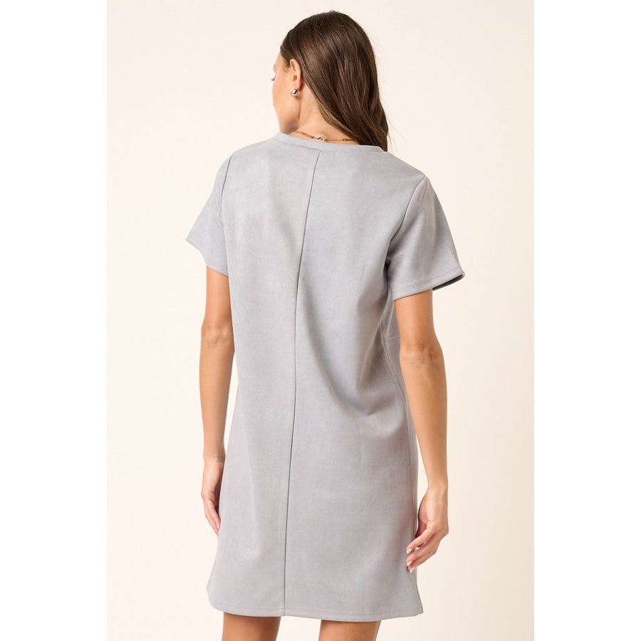 Mittoshop Suede Short Sleeve Mini Dress Apparel and Accessories