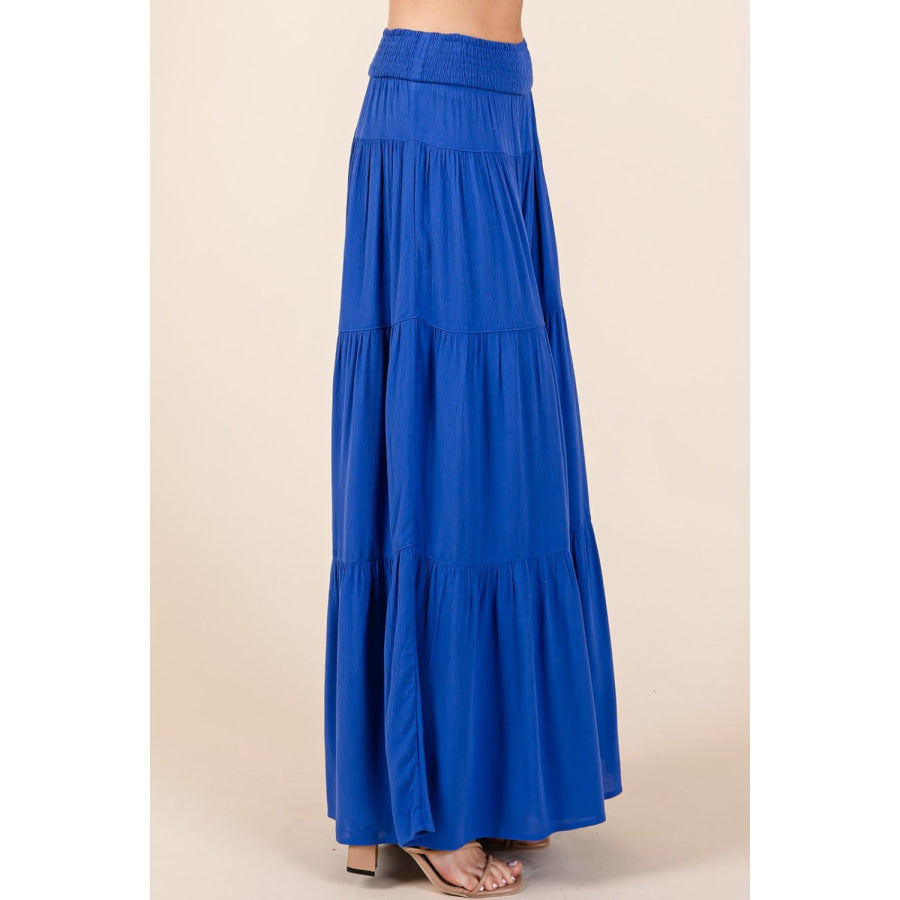 Mittoshop Tier Detail Smocked Elastic Waist Wide Leg Pants Apparel and Accessories