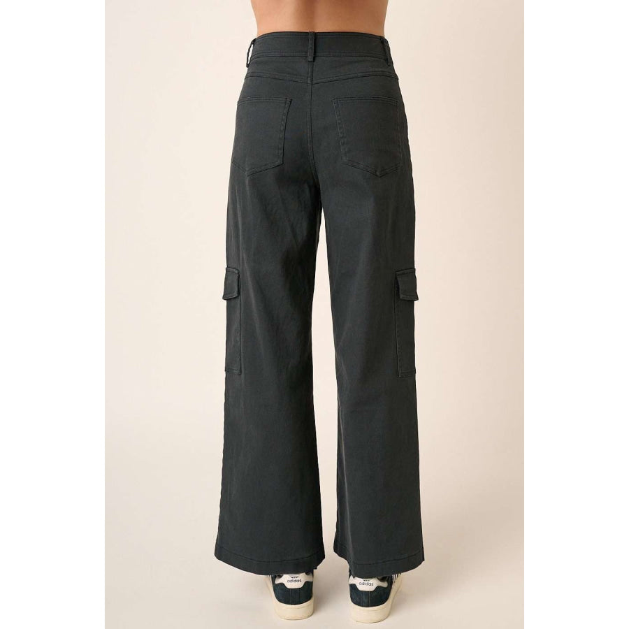 Mittoshop Wide Leg High Waist Pants with Cargo Pockets Apparel and Accessories