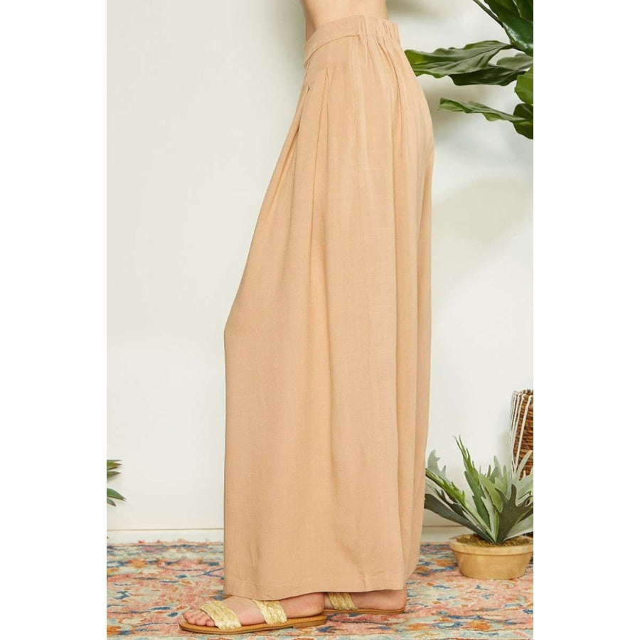 Mittoshop Wrap Pleating Detail Wide Leg Pants Apparel and Accessories