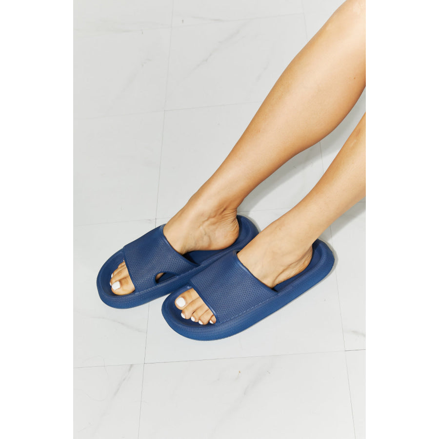 MMShoes Arms Around Me Open Toe Slide in Navy Dark Blue / 6 footwear