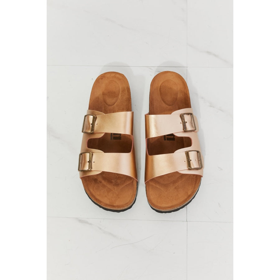 MMShoes Best Life Double-Banded Slide Sandal in Gold