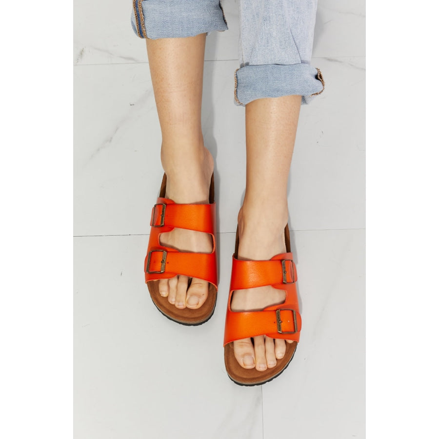 MMShoes Feeling Alive Double Banded Slide Sandals in Orange Orange / 6