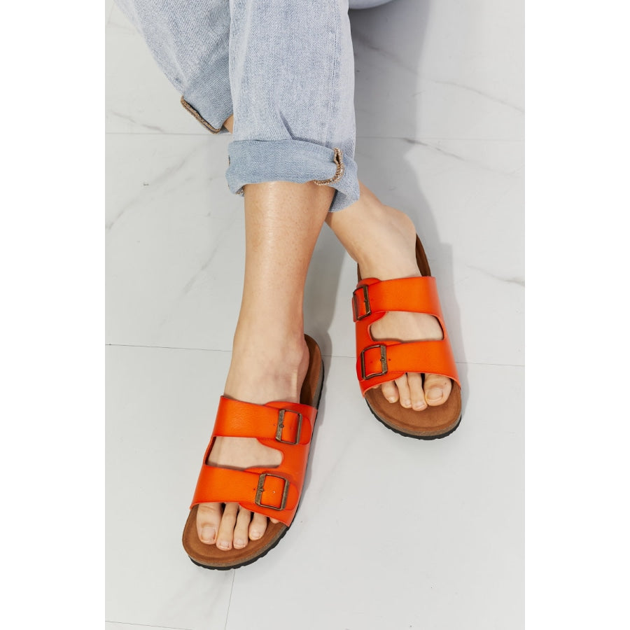 MMShoes Feeling Alive Double Banded Slide Sandals in Orange Orange / 6