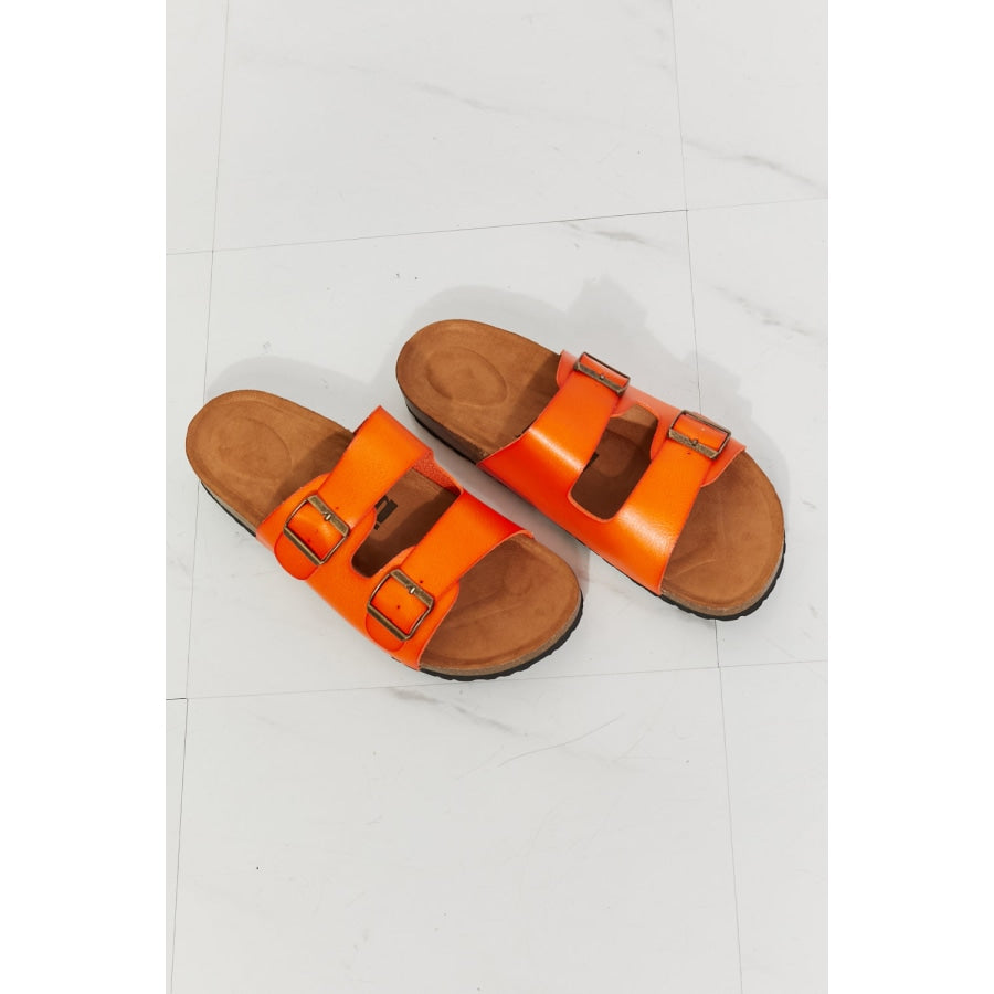 MMShoes Feeling Alive Double Banded Slide Sandals in Orange