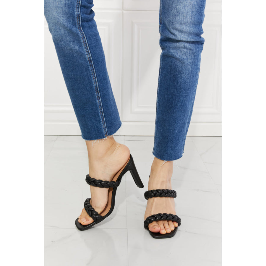 MMShoes In Love Double Braided Block Heel Sandal in Black Black / 6