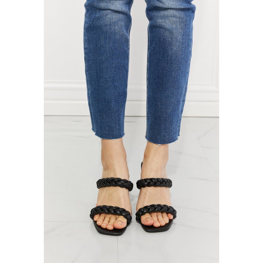 MMShoes In Love Double Braided Block Heel Sandal in Black Black / 6