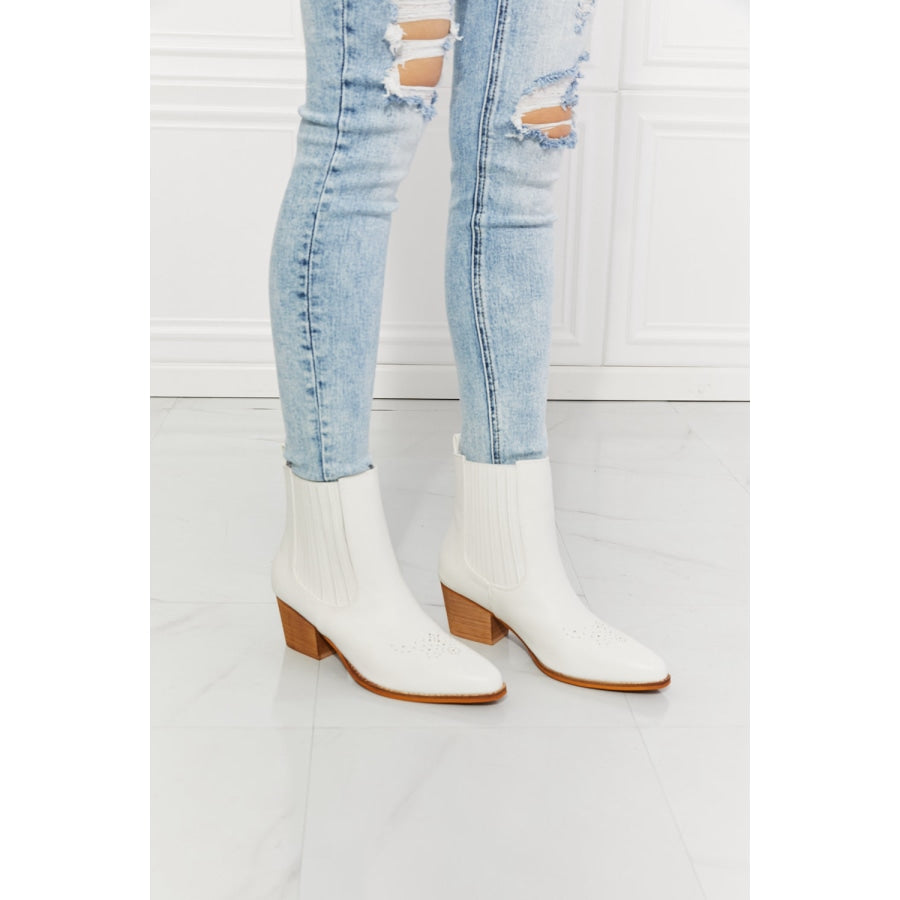 MMShoes Love the Journey Stacked Heel Chelsea Boot in White White / 6