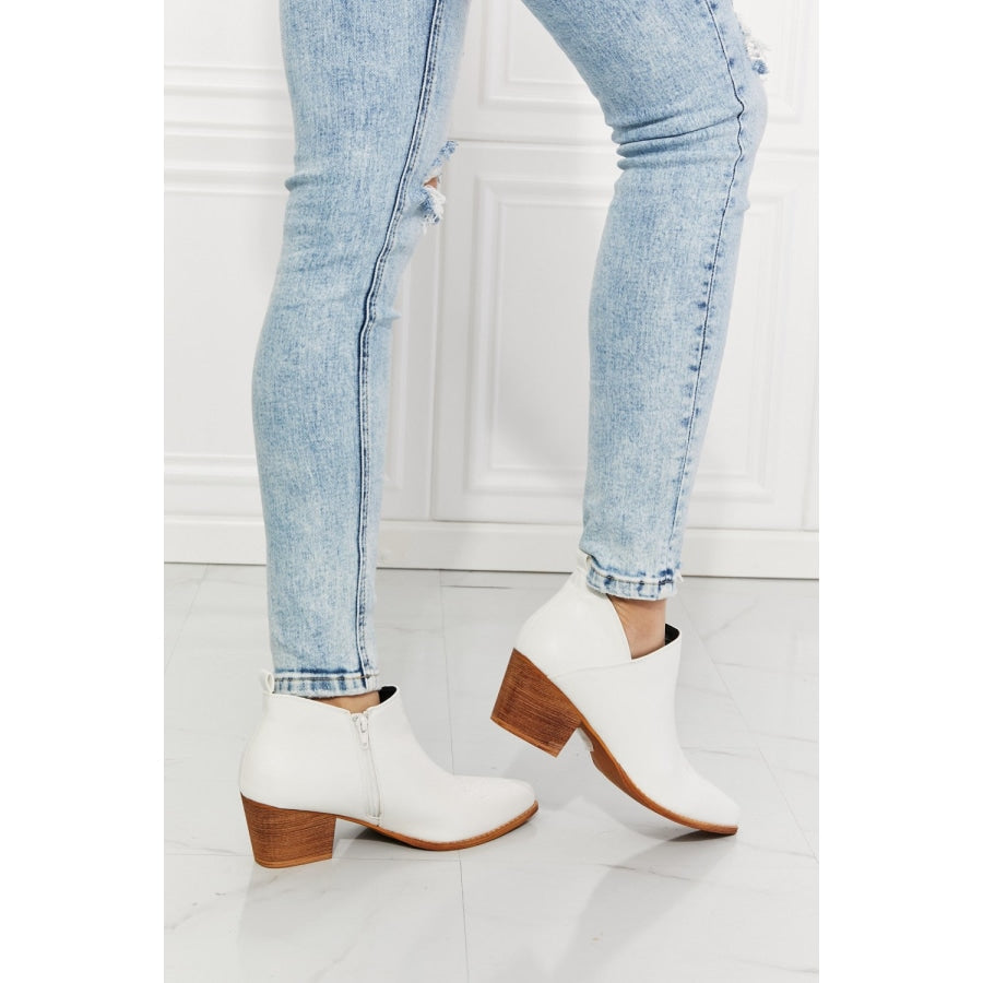 MMShoes Trust Yourself Embroidered Crossover Cowboy Bootie in White