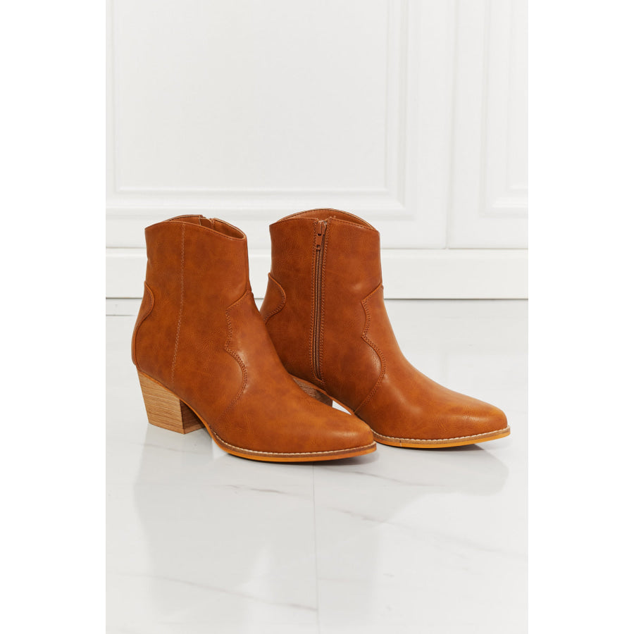 MMShoes Watertower Town Faux Leather Western Ankle Boots in Ochre footwear