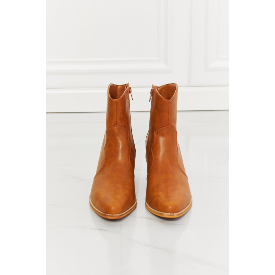 MMShoes Watertower Town Faux Leather Western Ankle Boots in Ochre footwear