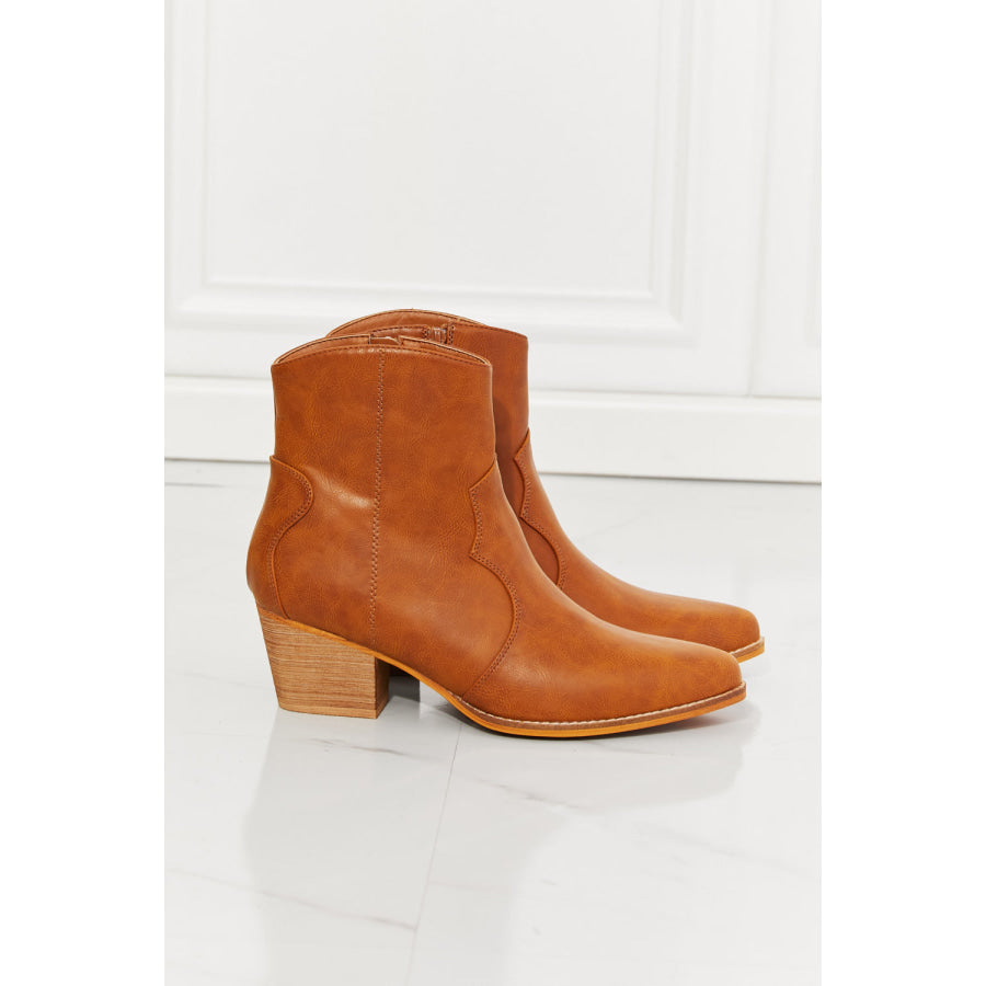 MMShoes Watertower Town Faux Leather Western Ankle Boots in Ochre footwear