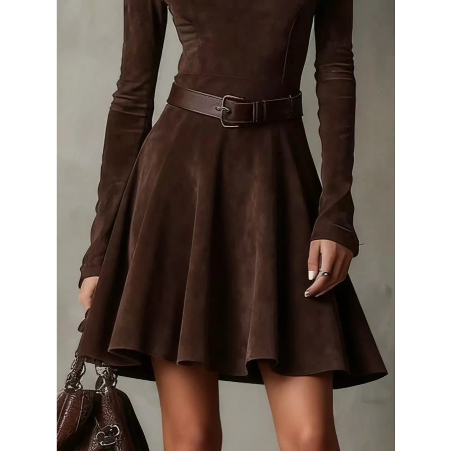 Mock Neck A-Line Dress Apparel and Accessories