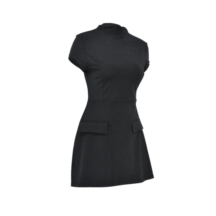 Mock Neck A-Line Mini Dress Apparel and Accessories