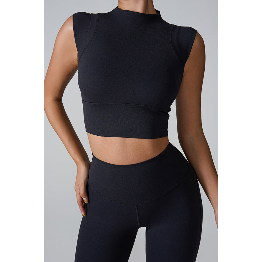 Mock Neck Active Tank Black / S Apparel and Accessories