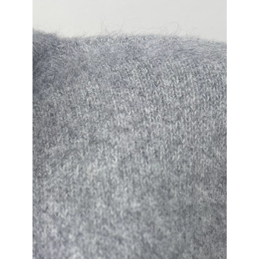 Mock Neck Button-Down Fuzzy Knit Cardigan Apparel and Accessories