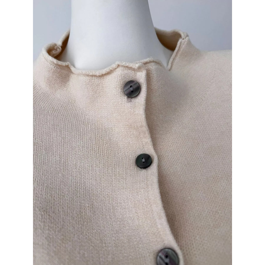 Mock Neck Button-Down Knit Cardigan Apparel and Accessories