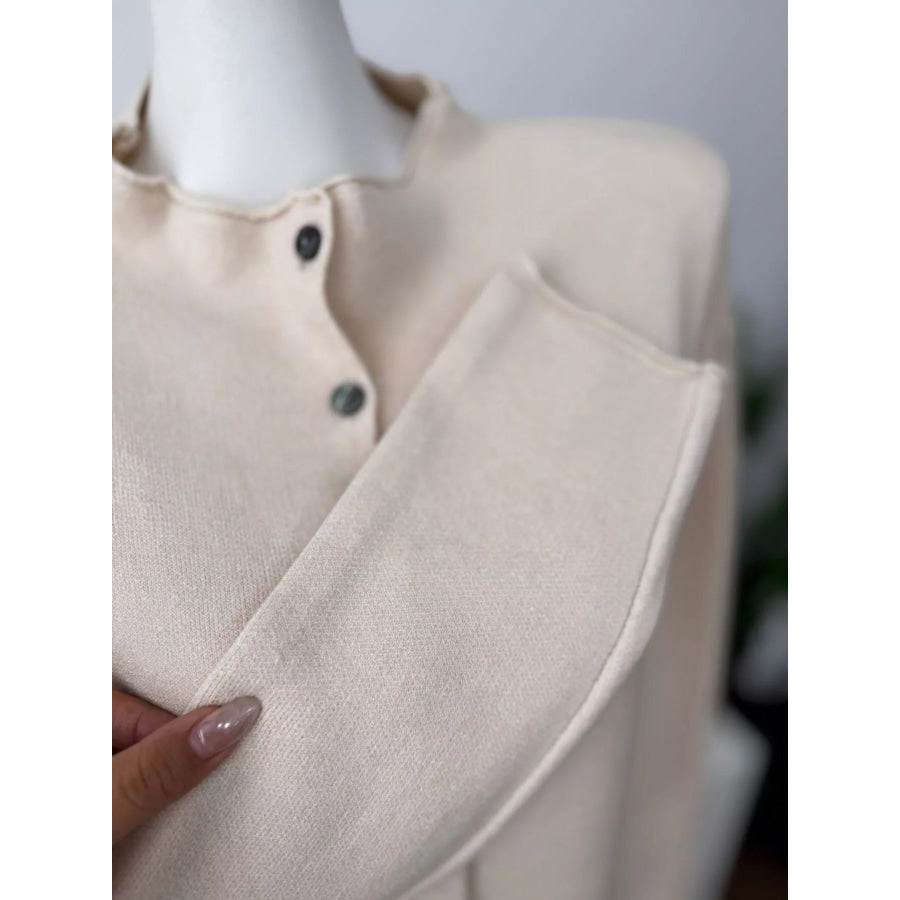 Mock Neck Button-Down Knit Cardigan Apparel and Accessories