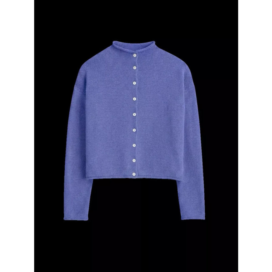 Mock Neck Button-Down Knit Cardigan Apparel and Accessories
