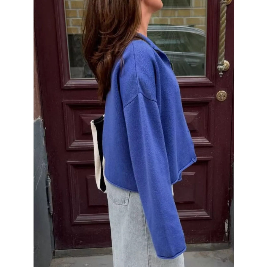 Mock Neck Button-Down Knit Cardigan Apparel and Accessories