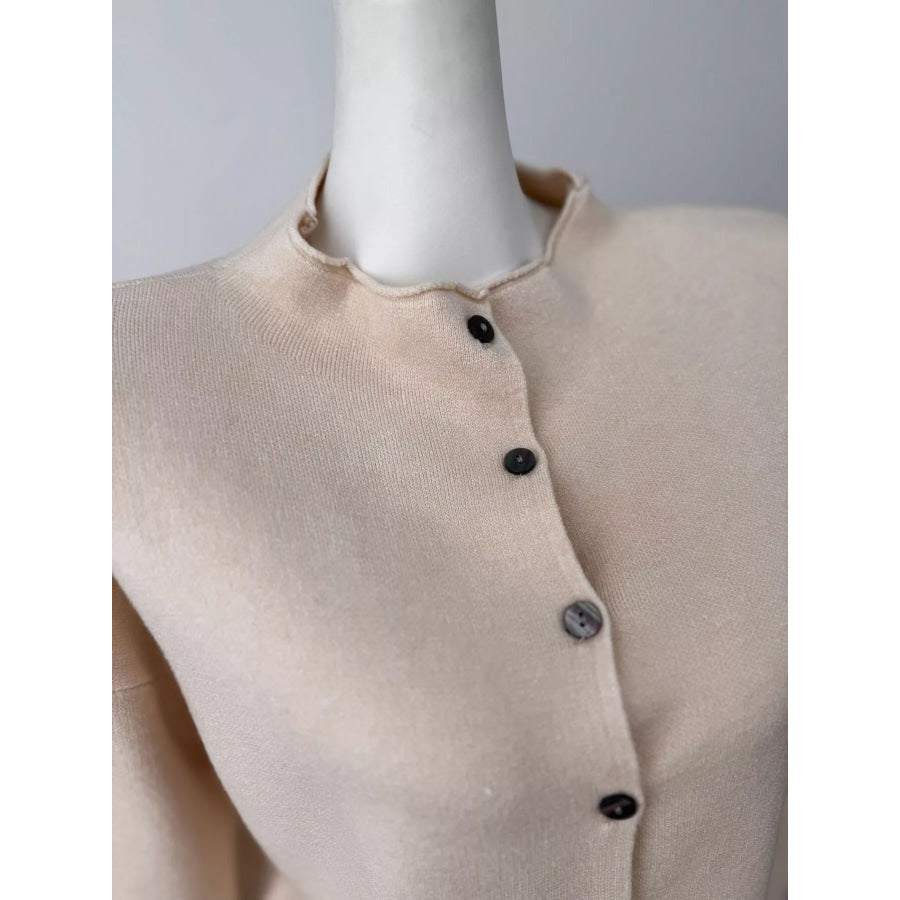 Mock Neck Button-Down Knit Cardigan Apparel and Accessories