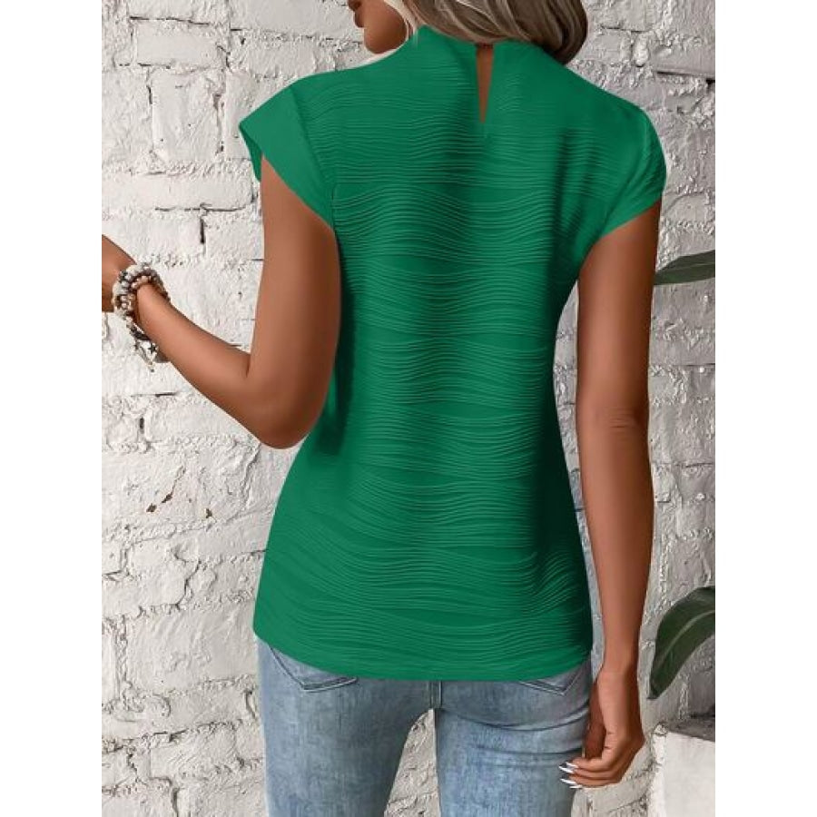 Mock Neck Cap Sleeve T-Shirt Apparel and Accessories