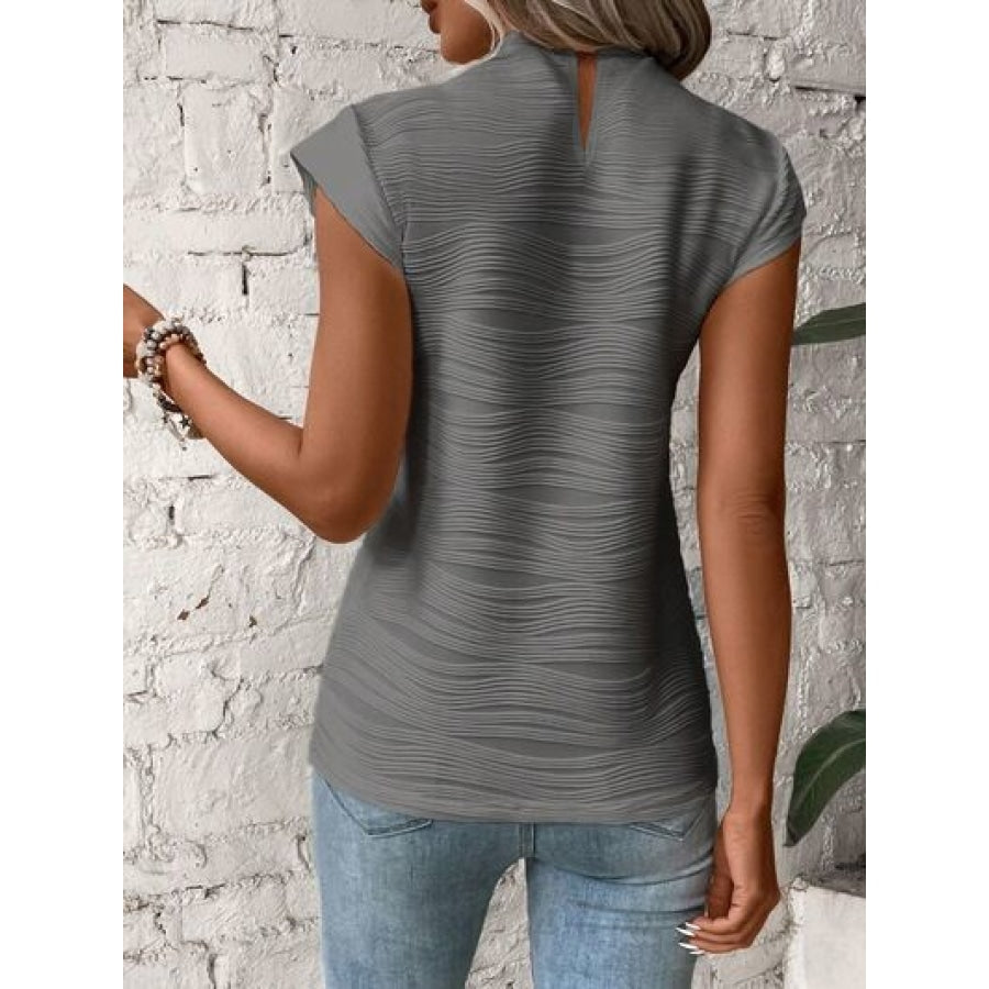 Mock Neck Cap Sleeve T-Shirt Apparel and Accessories