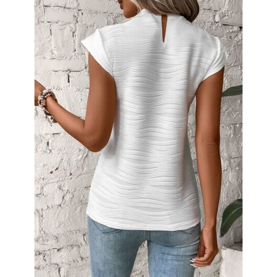 Mock Neck Cap Sleeve T-Shirt Apparel and Accessories