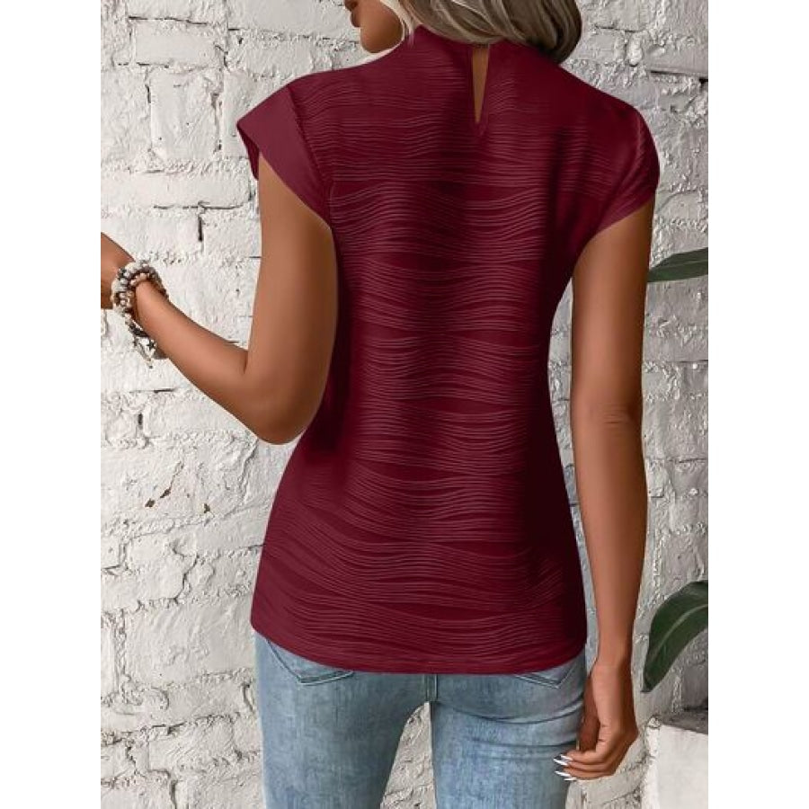 Mock Neck Cap Sleeve T-Shirt Apparel and Accessories