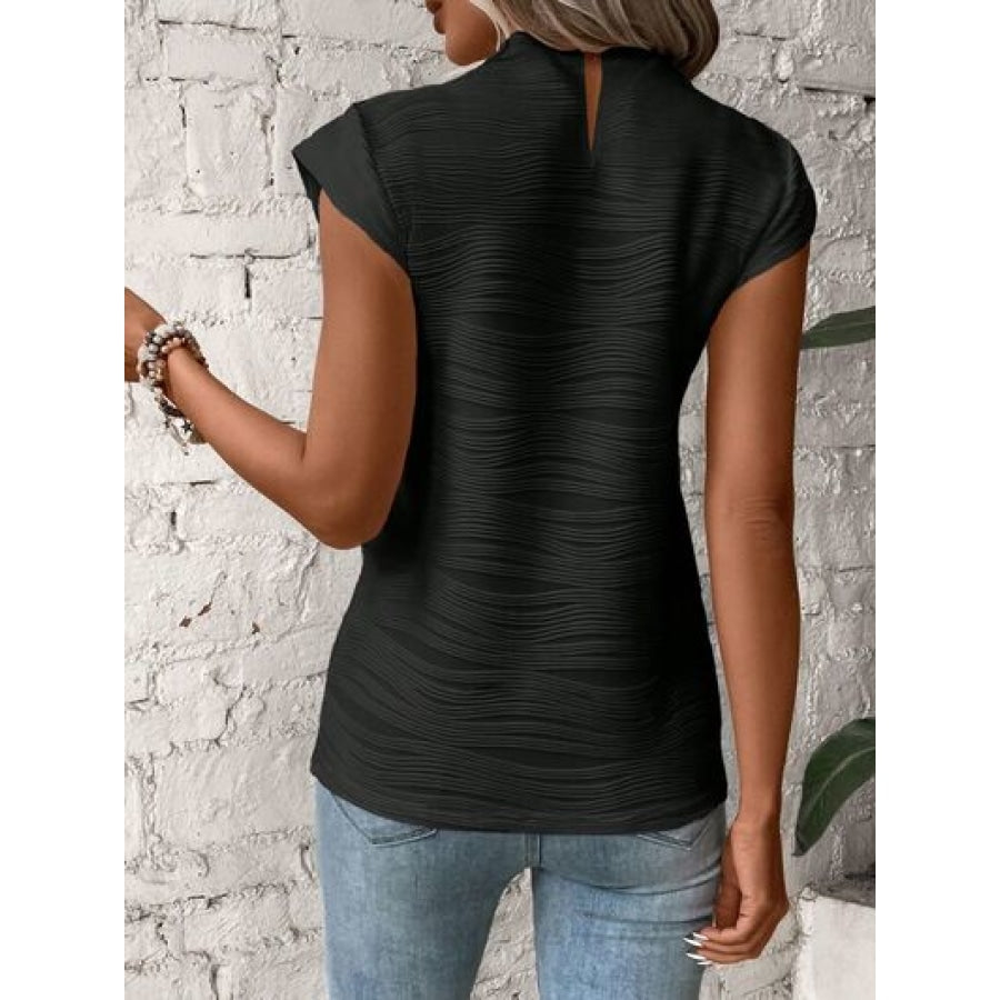 Mock Neck Cap Sleeve T-Shirt Apparel and Accessories