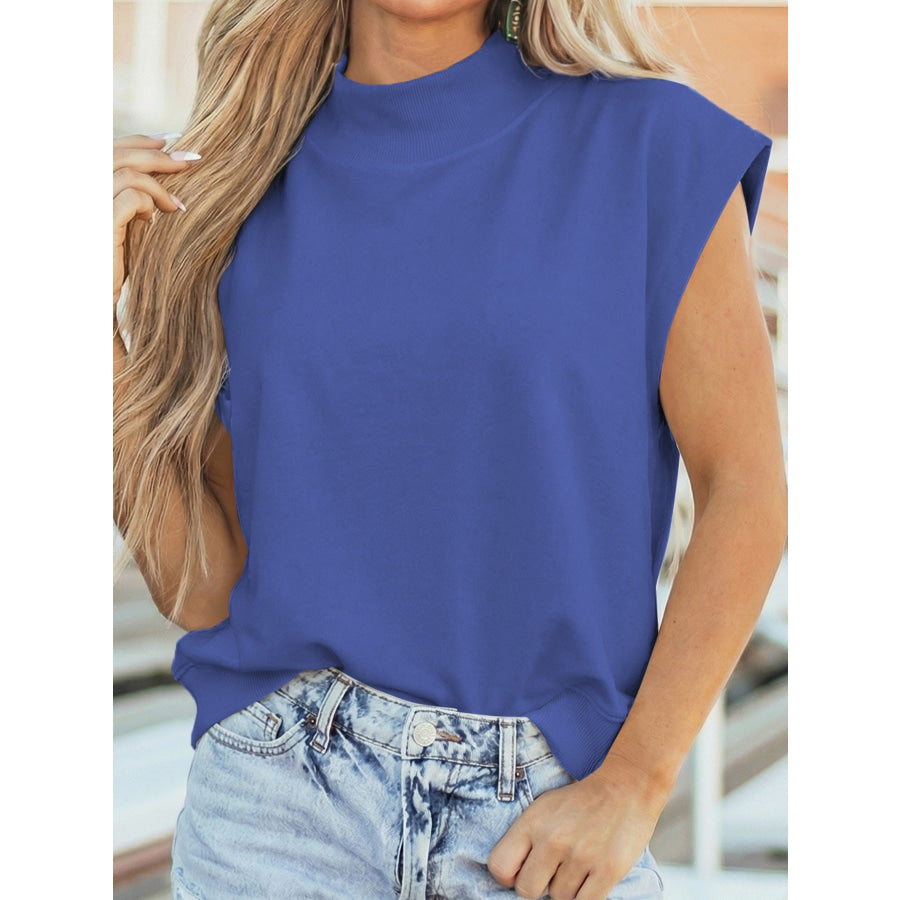 Mock Neck Cap Sleeve Top Apparel and Accessories