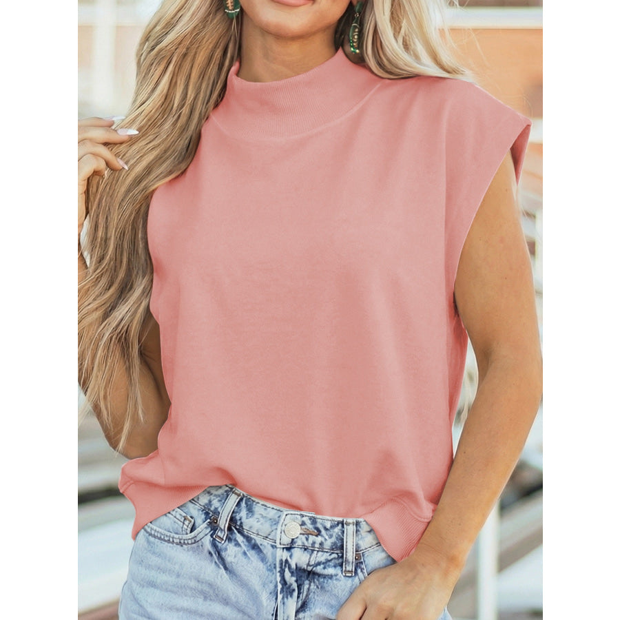 Mock Neck Cap Sleeve Top Apparel and Accessories