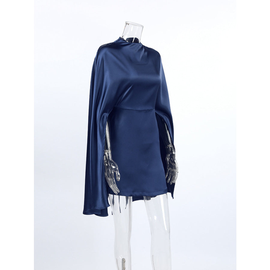 Mock Neck Cape Sleeve Mini Dress Apparel and Accessories