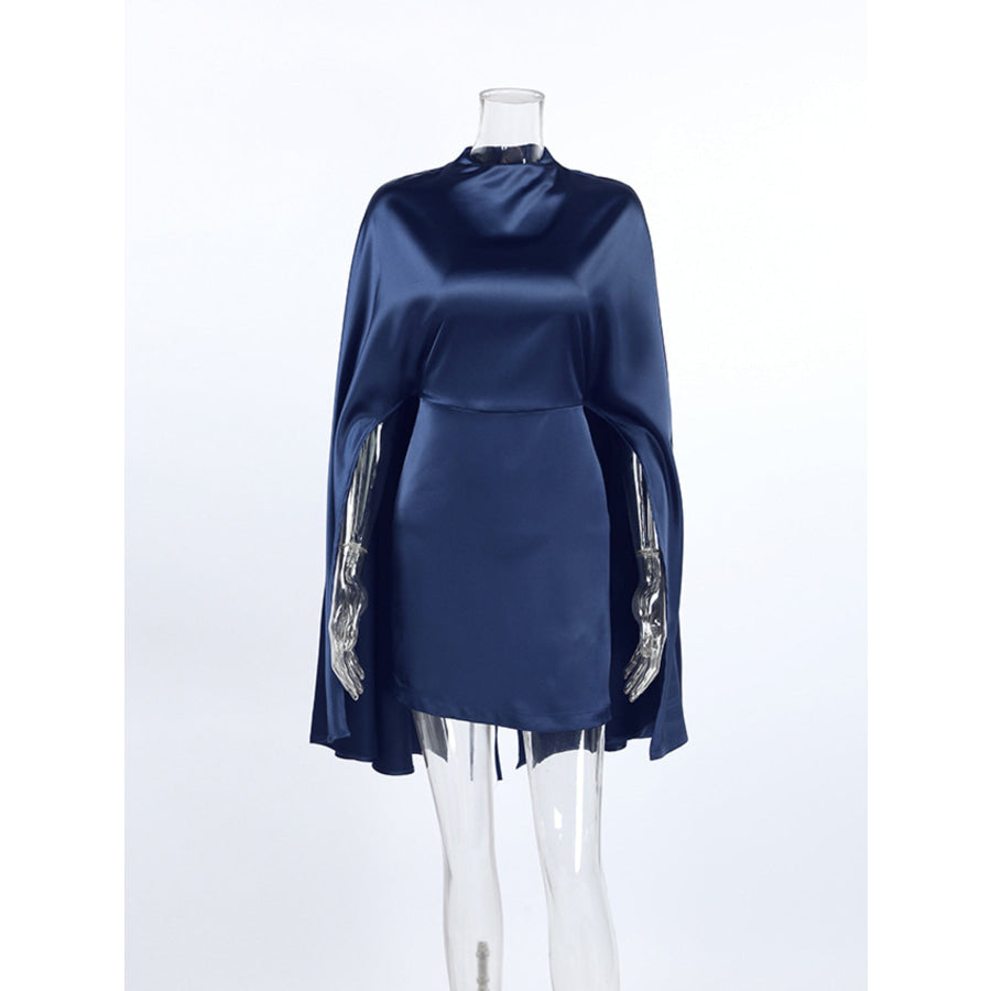 Mock Neck Cape Sleeve Mini Dress Apparel and Accessories