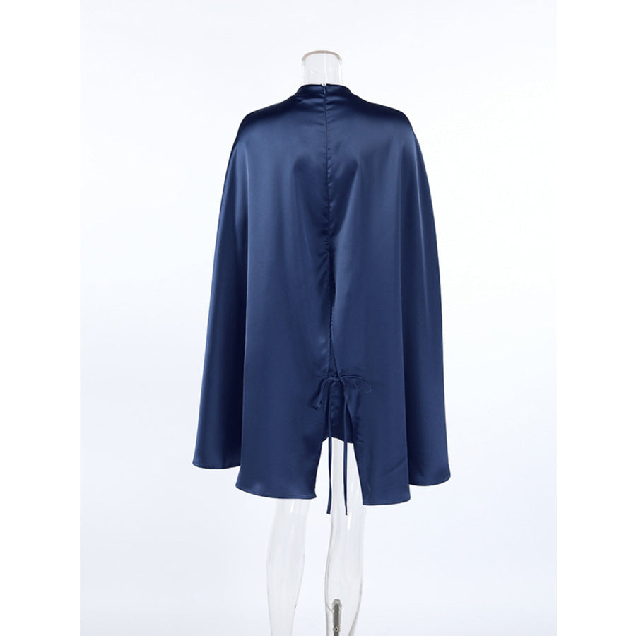 Mock Neck Cape Sleeve Mini Dress Apparel and Accessories