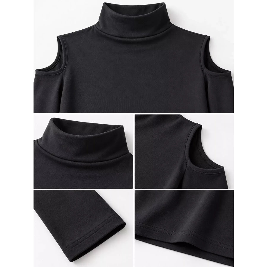 Mock Neck Cold-Shoulder Slim-Fit T-Shirt Apparel and Accessories