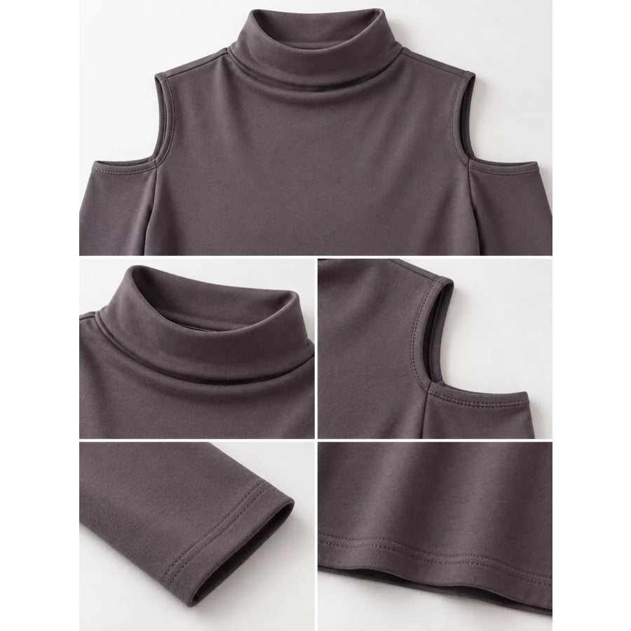 Mock Neck Cold-Shoulder Slim-Fit T-Shirt Apparel and Accessories