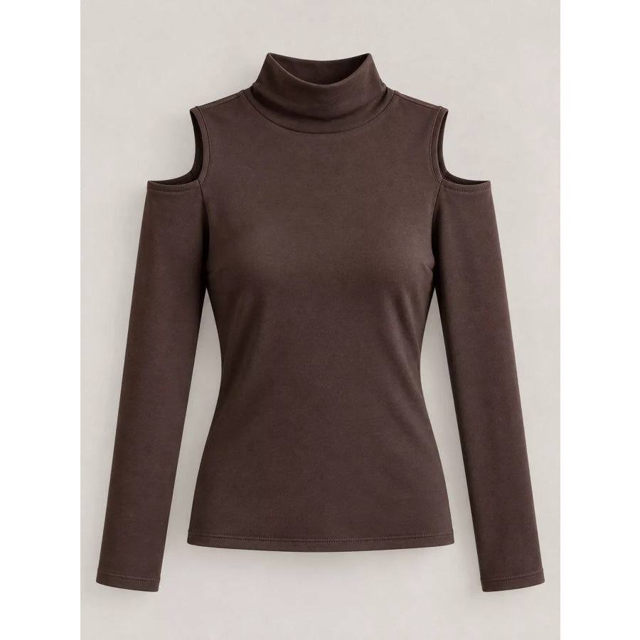 Mock Neck Cold-Shoulder Slim-Fit T-Shirt Apparel and Accessories