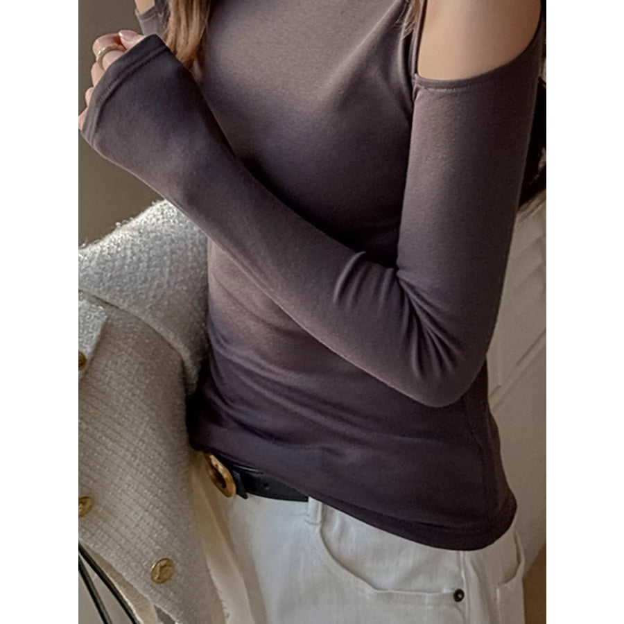 Mock Neck Cold-Shoulder Slim-Fit T-Shirt Apparel and Accessories
