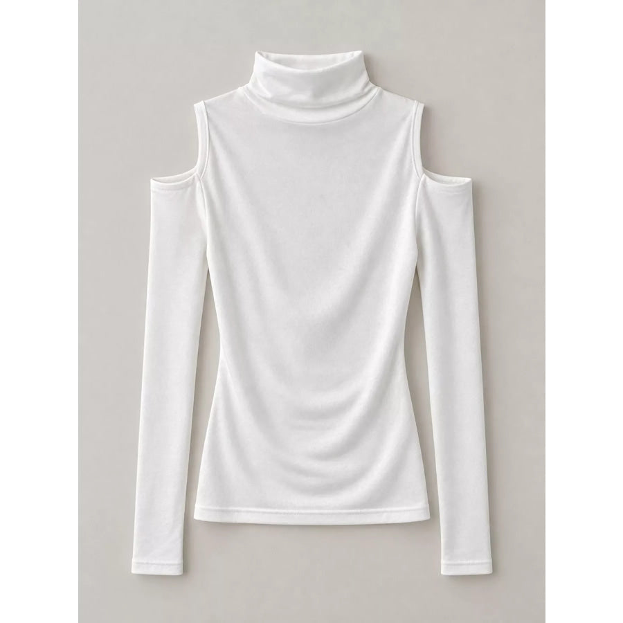 Mock Neck Cold-Shoulder Slim-Fit T-Shirt Apparel and Accessories