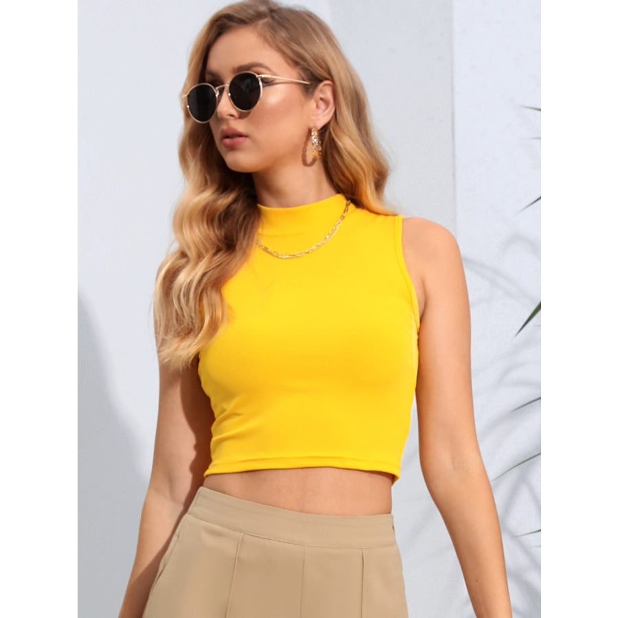 Mock Neck Cropped Tank Apparel and Accessories