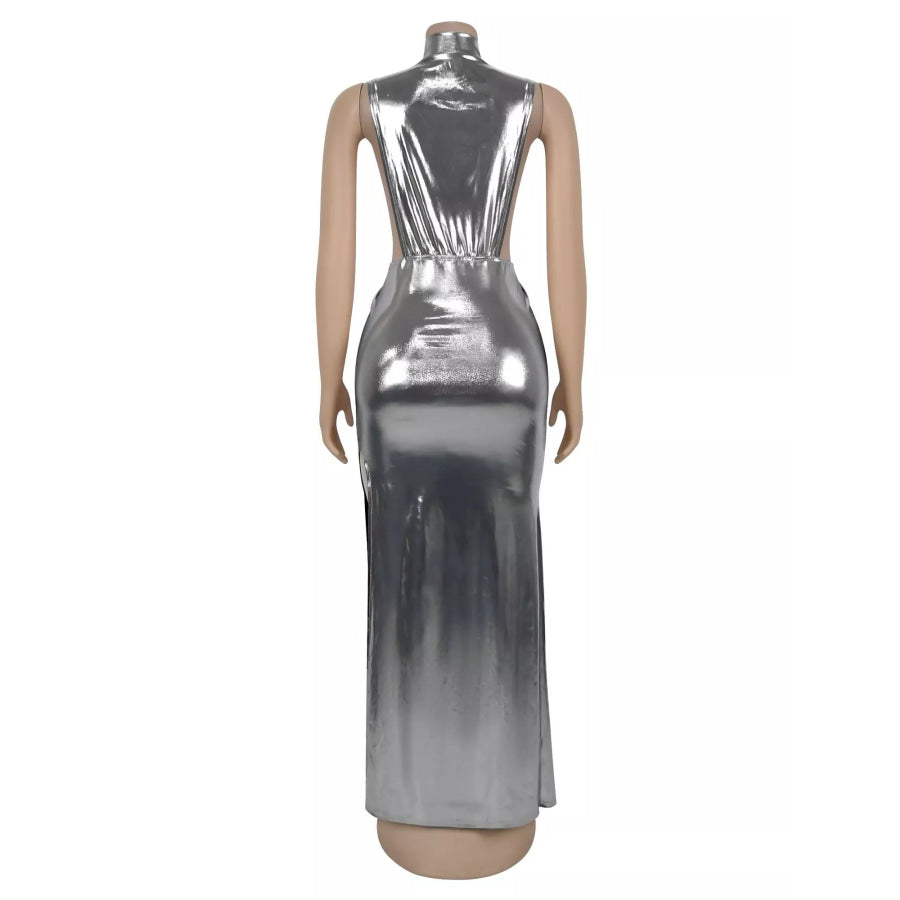 Mock Neck Cut-Out Ruched Maxi Dress Apparel and Accessories