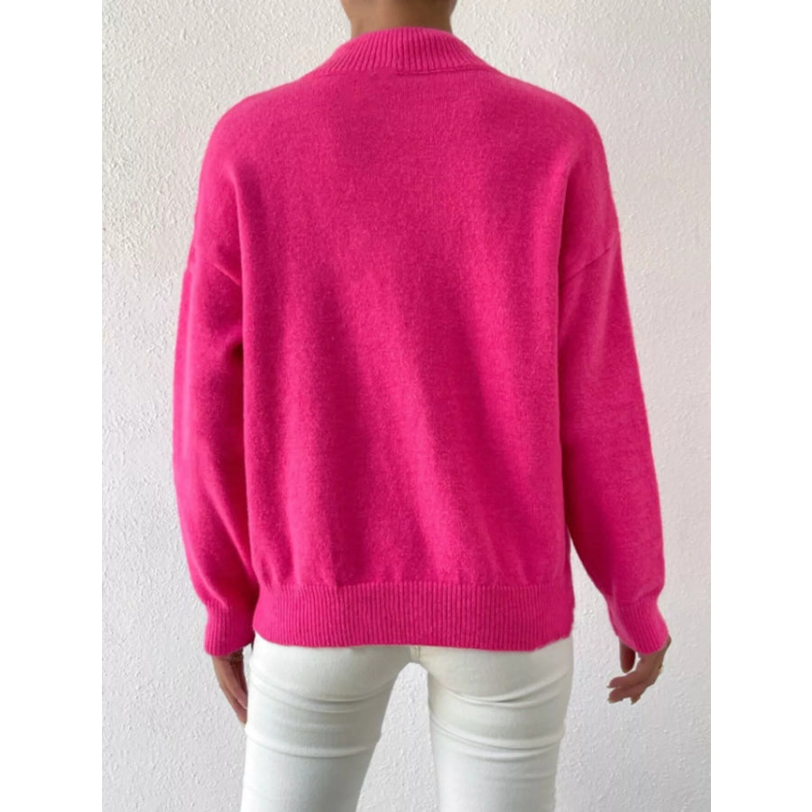 Mock Neck Dropped Shoulder Sweater Apparel and Accessories