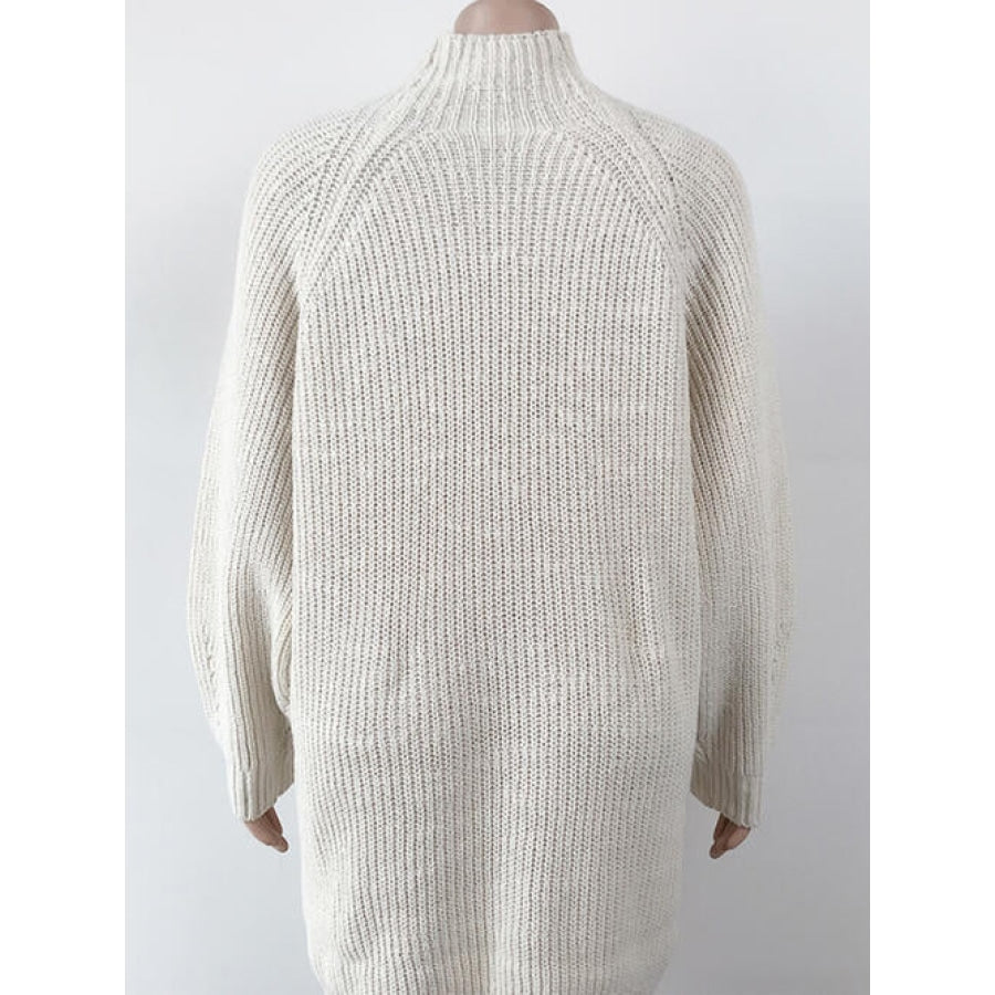 Mock Neck Dropped Shoulder Sweater Dress