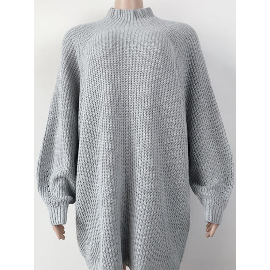 Mock Neck Dropped Shoulder Sweater Dress