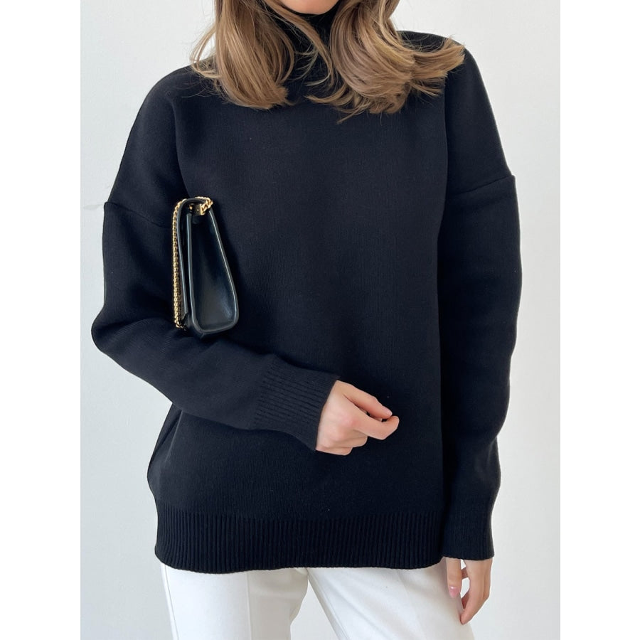 Mock Neck Dropped Shoulder Sweater