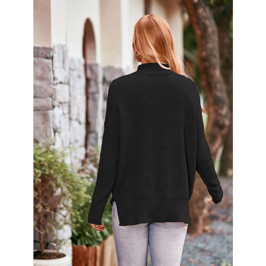 Mock Neck Dropped Shoulder Sweater