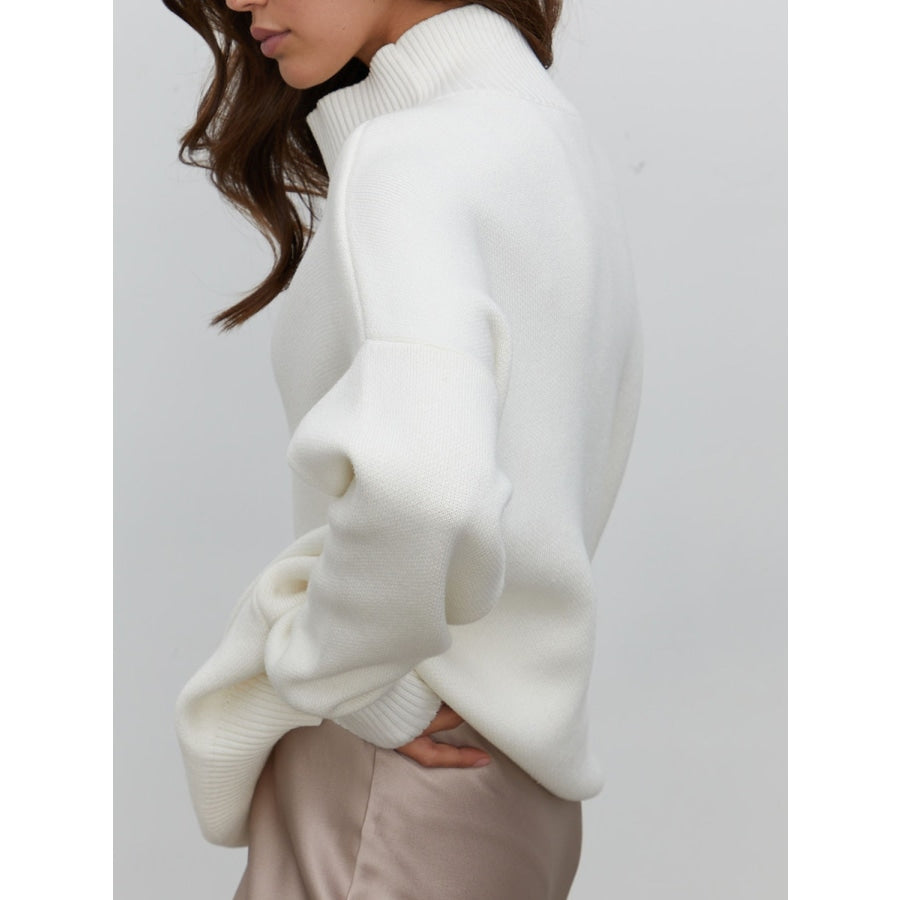 Mock Neck Dropped Shoulder Sweater